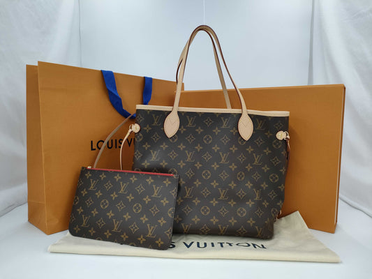 LOUIS VUITTON Monogram Neverfull MM Tote Bag with Pouch