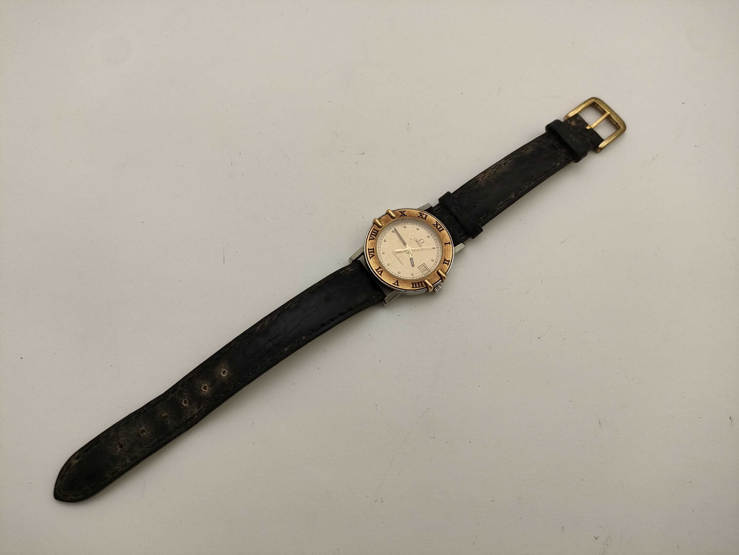 OMEGA Constellation 55051439 Stainless Steel/GP/Leather/QZ Gold Dial Women's Watch