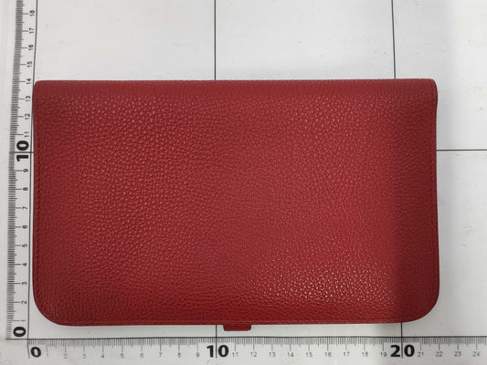 HERMES Dogon GM Large Red Wallet