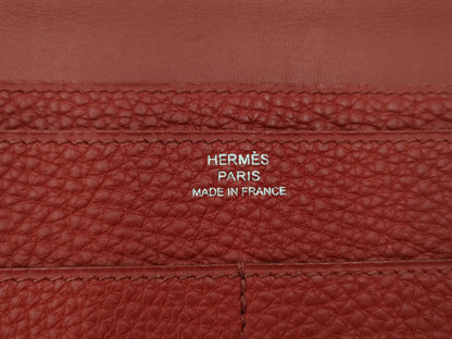 HERMES Dogon GM Large Red Wallet