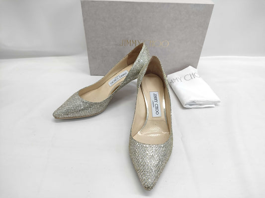 JIMMY CHOO glitter gold pumps