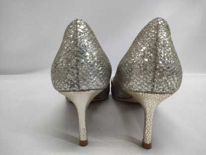 JIMMY CHOO glitter gold pumps