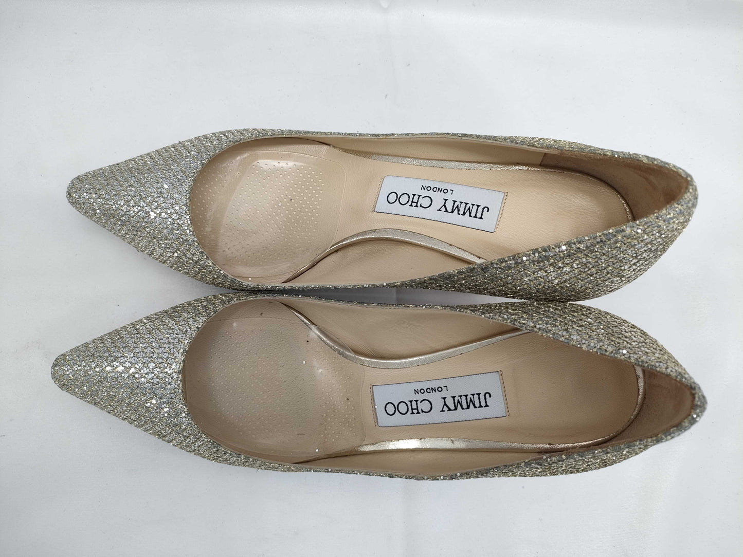 JIMMY CHOO glitter gold pumps