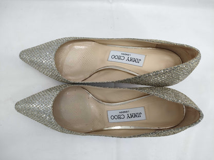JIMMY CHOO glitter gold pumps