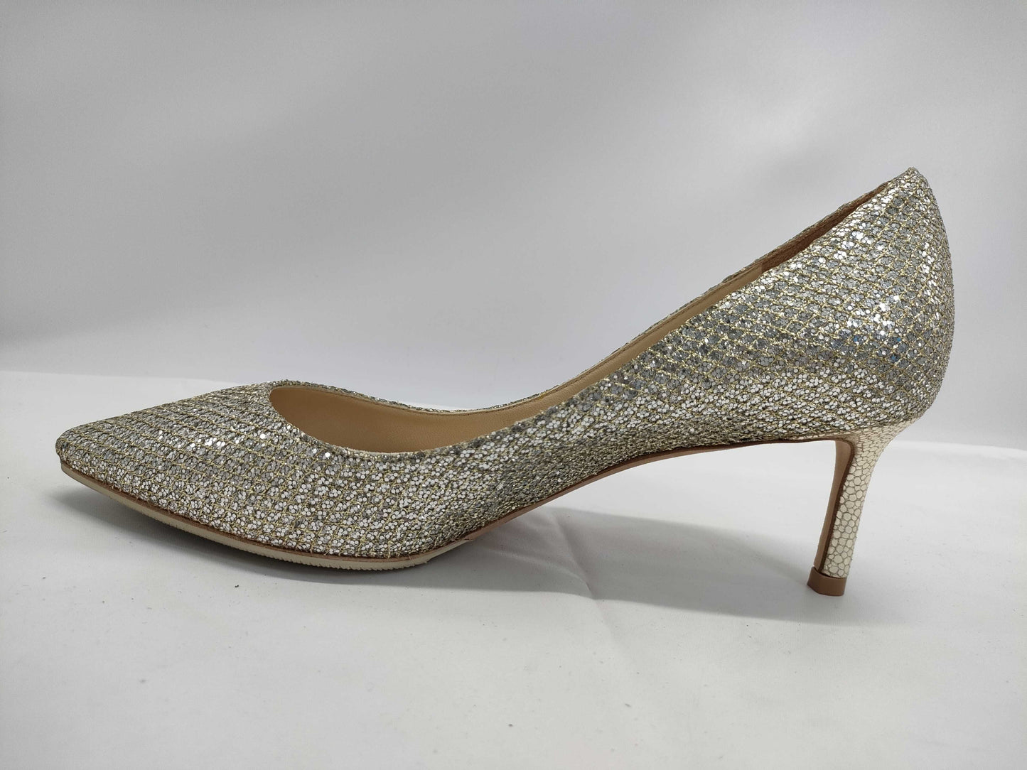 JIMMY CHOO glitter gold pumps