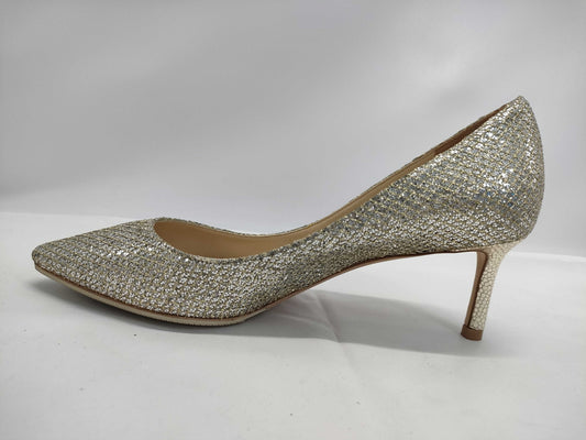 JIMMY CHOO glitter gold pumps
