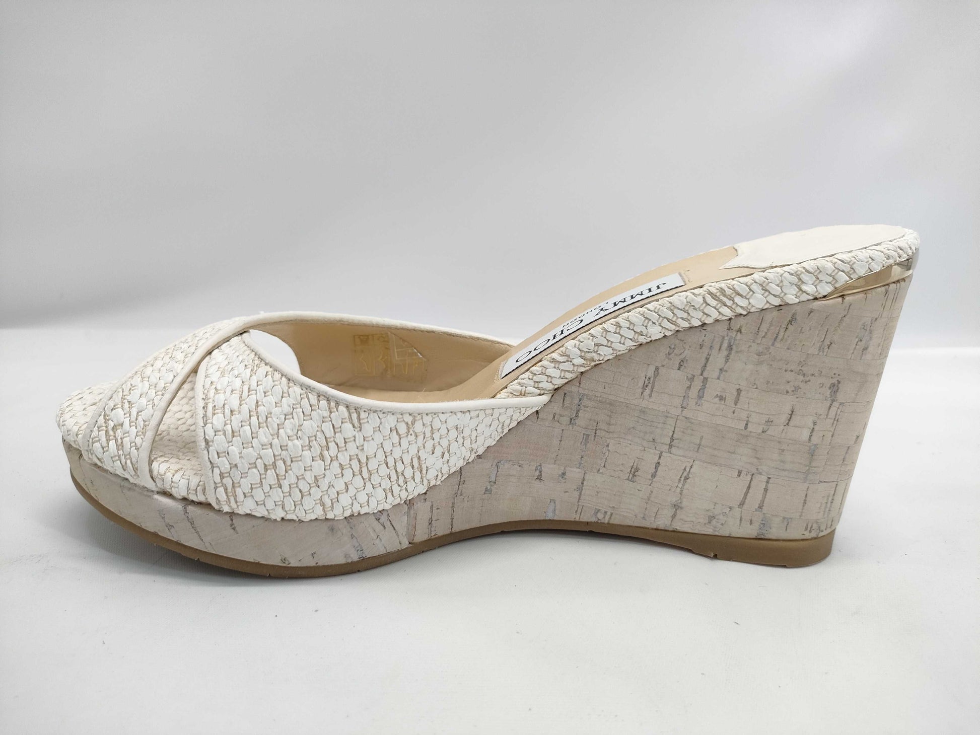 JIMMY CHOO wedge sole white sandals