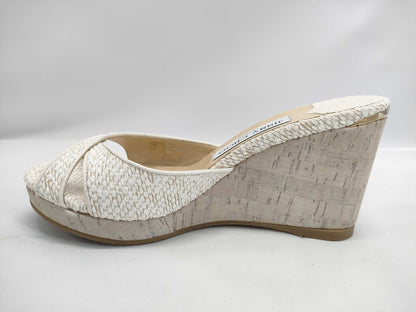 JIMMY CHOO wedge sole white sandals