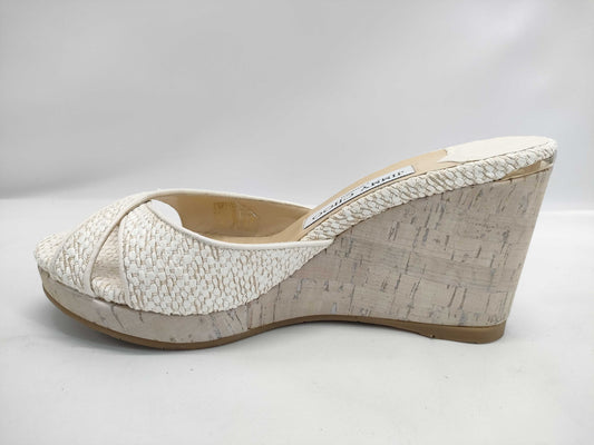 JIMMY CHOO wedge sole white sandals