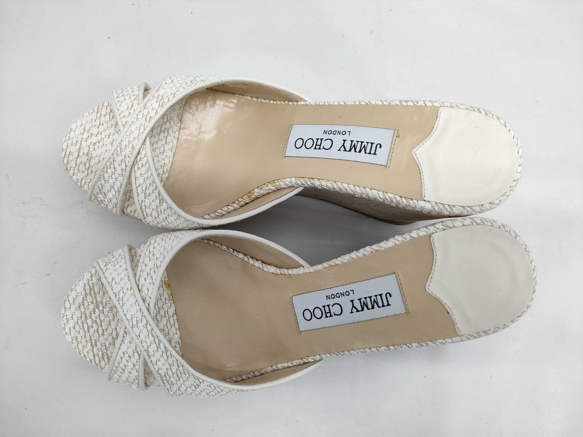 JIMMY CHOO wedge sole white sandals