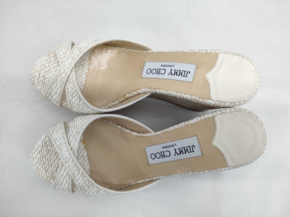 JIMMY CHOO wedge sole white sandals