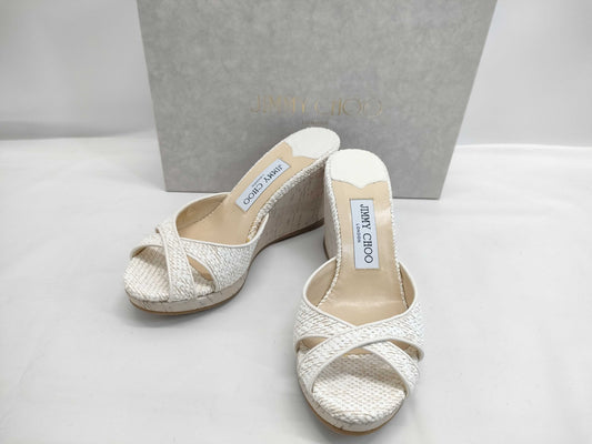 JIMMY CHOO wedge sole white sandals