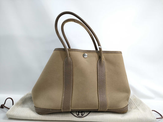 HERMES Garden Party Beige/Toile Officier Tote Bag
