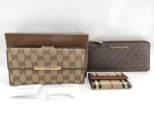 GUCCI GG Canvas Burberry/Michael Kors Wallet Accessory Set Wallet