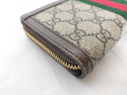 GUCCI GG Supreme Ophidia Round Zip Wallet