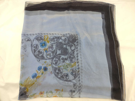 HERMES Carré 140 Arabesque Scarf with Tag Removed, Blue