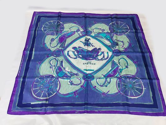 HERMES Carre 90 NEW SPRINGS Blue Scarf