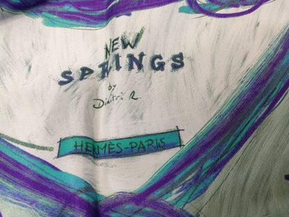 HERMES Carre 90 NEW SPRINGS Blue Scarf