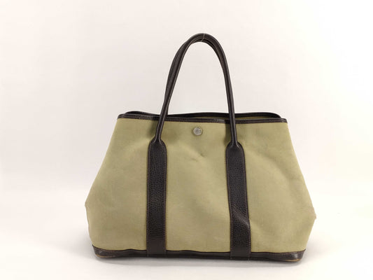 HERMES Garden Party PM Tote Bag with T Stamp and Torn Mark