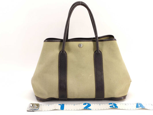 HERMES Garden Party PM Tote Bag with T Stamp and Torn Mark