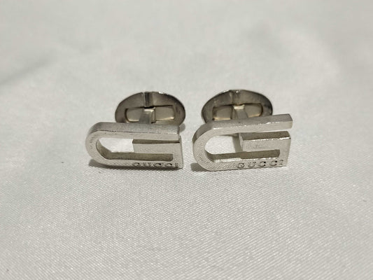 GUCCI 925 Cufflinks Logo Tie Clip/Cufflinks