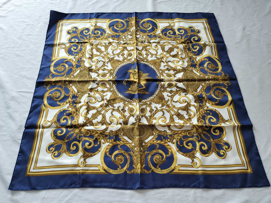 HERMES Carré LES TUILERIES Tuileries Garden Blue Scarf
