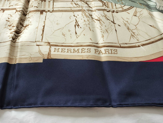 HERMES Carré 90 Bartholdi Fountain Scarf