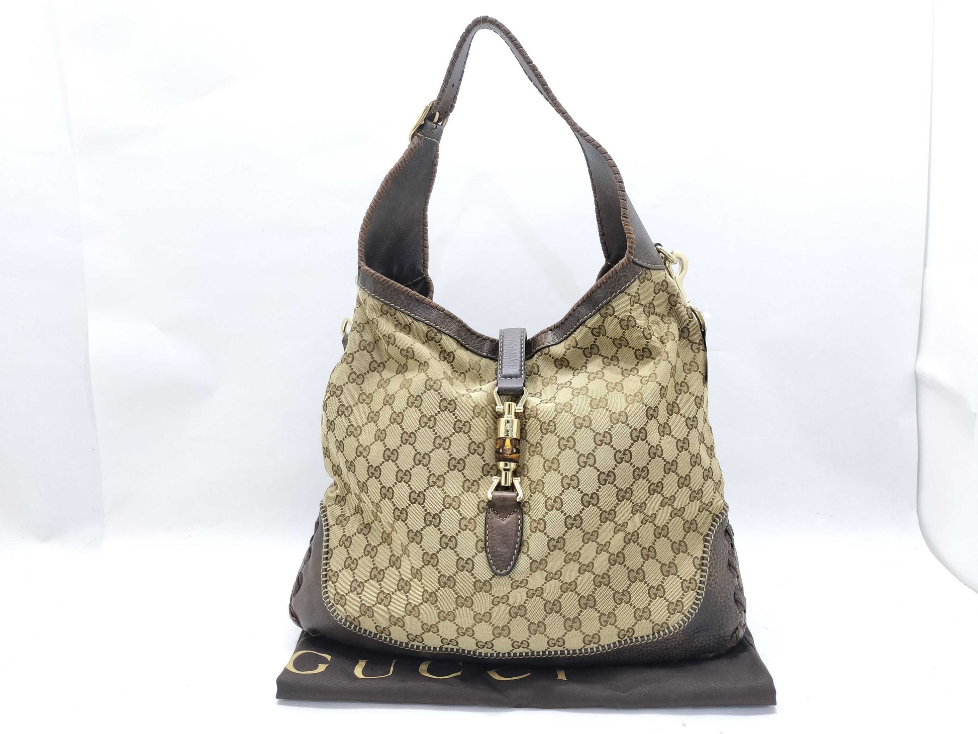 GUCCI GG Canvas New Jackie Fringe 2-Way Shoulder Bag
