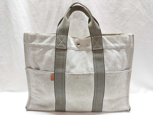 HERMES Foultou New Foultou MM Canvas Tote Bag
