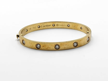 Cartier Old Model Love Bracelet #17 Full Diamond Yellow Gold 750 30.7g Bracelet/Bangle 