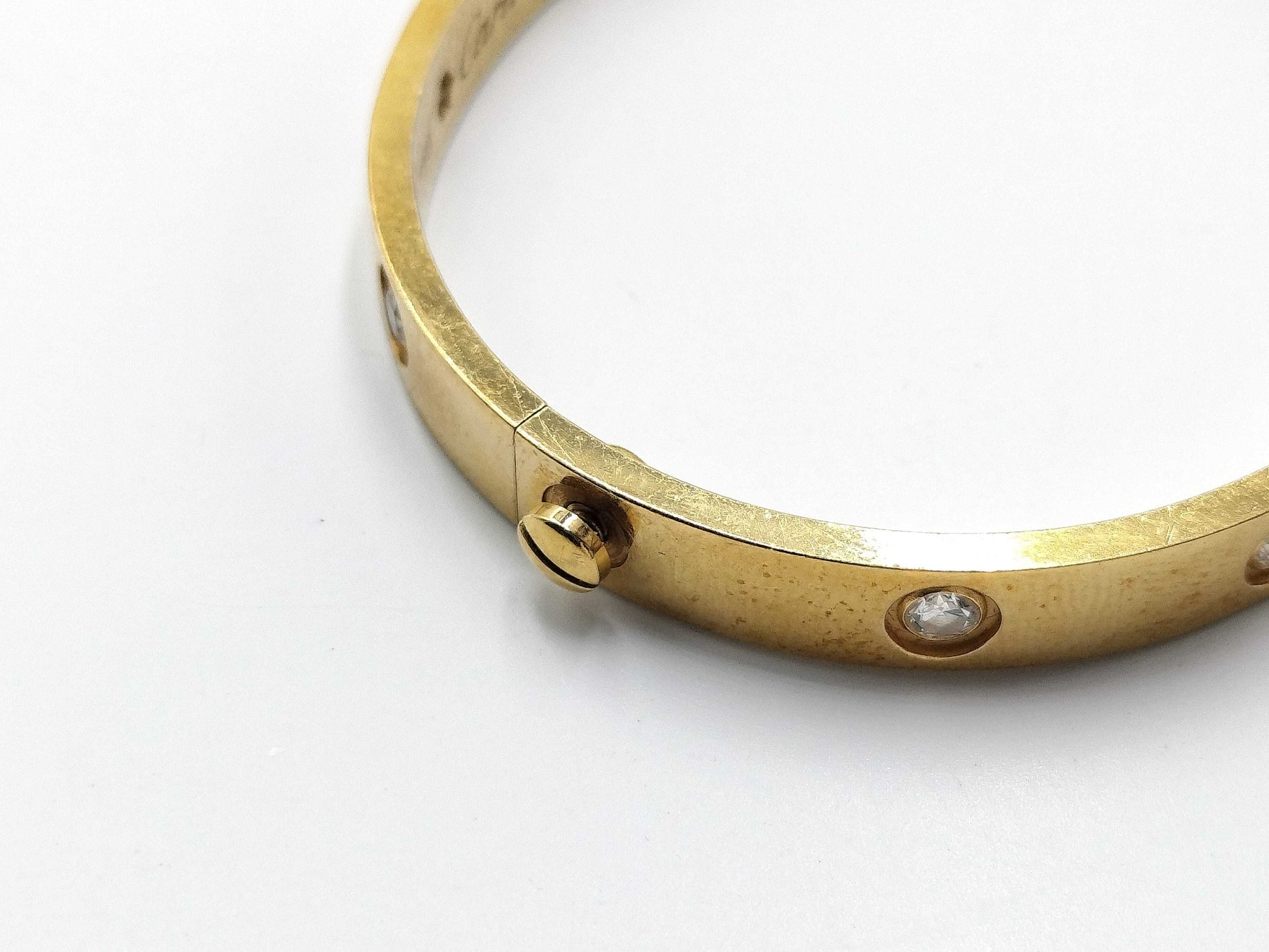 Cartier Old Model Love Bracelet #17 Full Diamond Yellow Gold 750 30.7g Bracelet/Bangle 