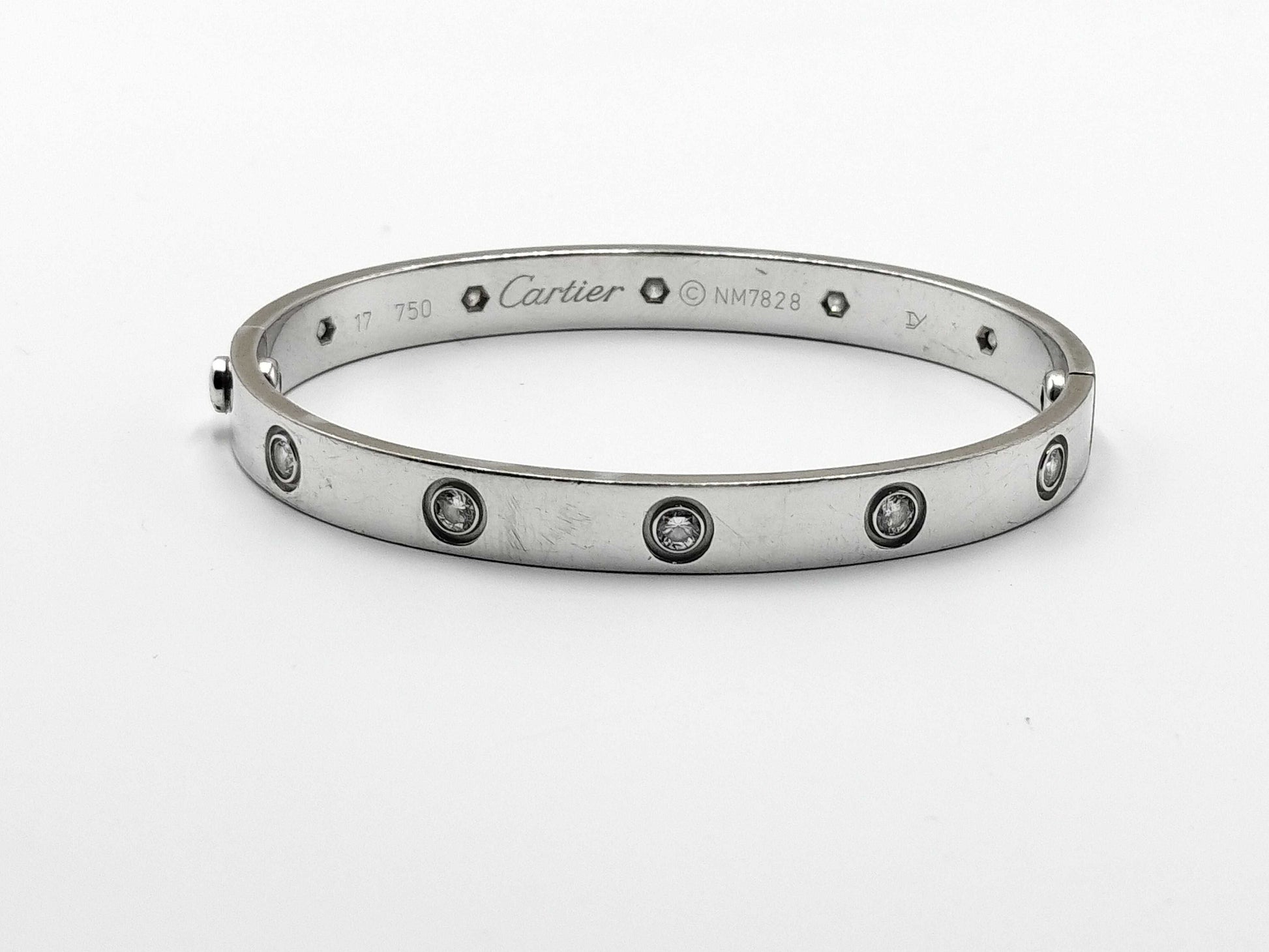 Cartier Old Model Love Bracelet #17 Full Diamond WG 750 32.3g Bracelet/Bangle 