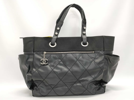 CHANEL Paris Biarritz No Pouch No. 11 Canvas Black Tote Bag
