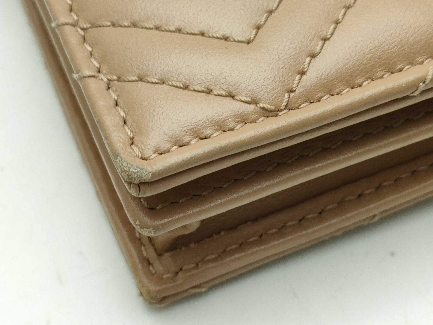 GUCCI 466492 Mini Wallet, Beige, with Scratches