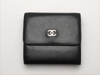 CHANEL W Hook Leather Tri-Fold Wallet Wallet