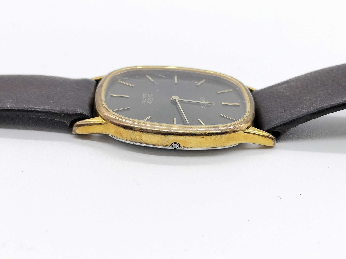 OMEGA Devil Square Unmoving Leather Dark Brown Men's Watch