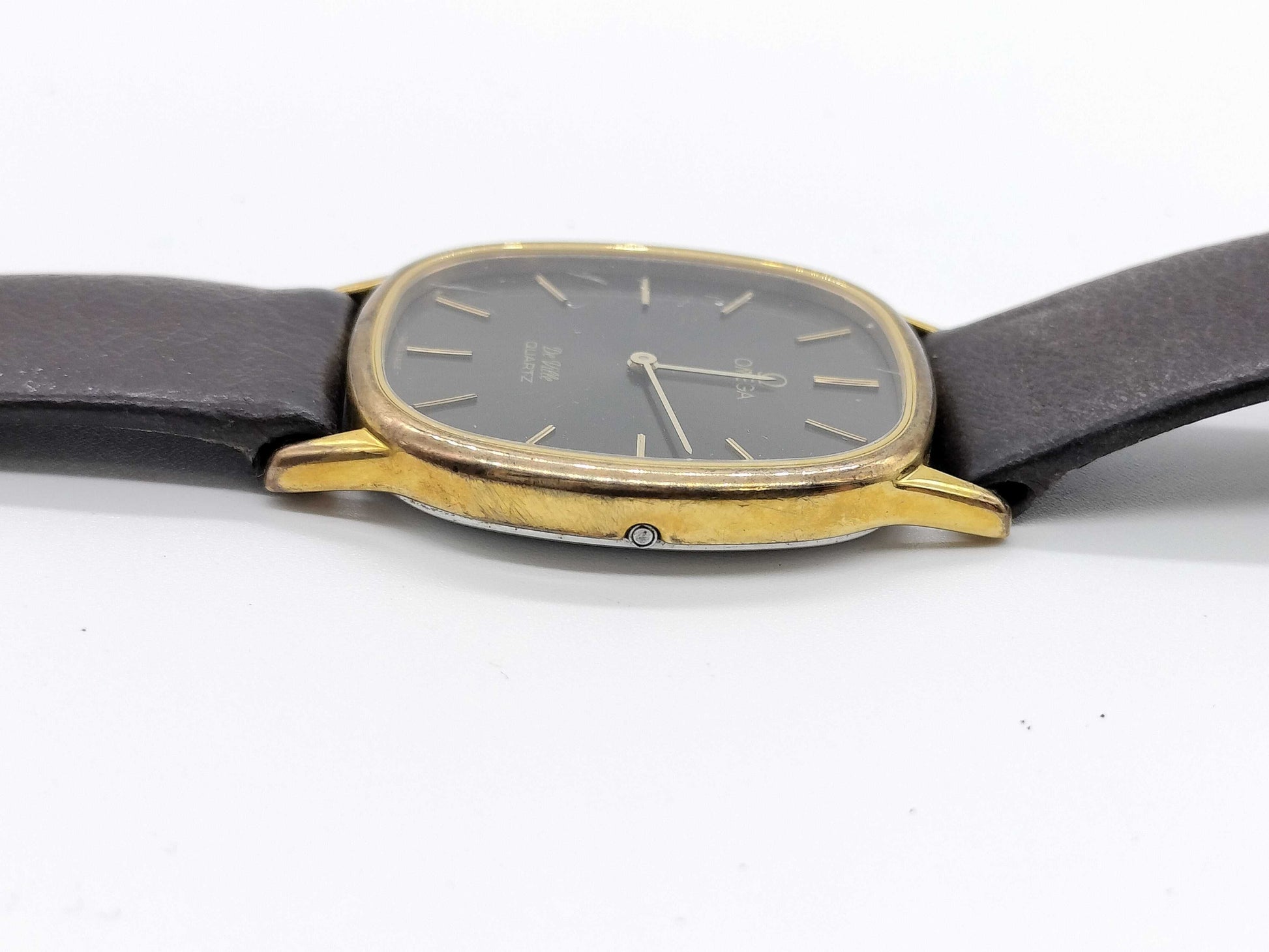 OMEGA Devil Square Unmoving Leather Dark Brown Men's Watch