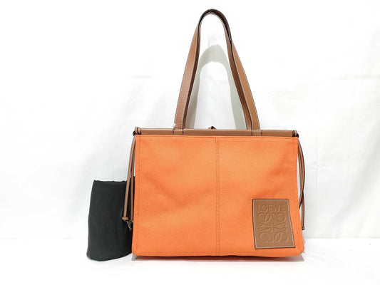 LOEWE Cushion Tote Small Canvas & Calfskin Tote Bag