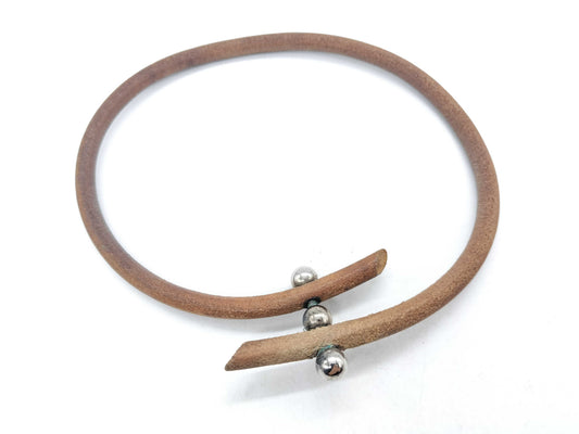 HERMES Leather Choker Necklace