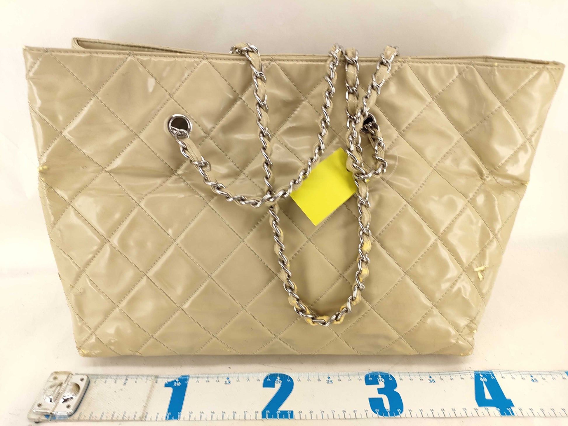 CHANEL Patent/Chain Tote Bag