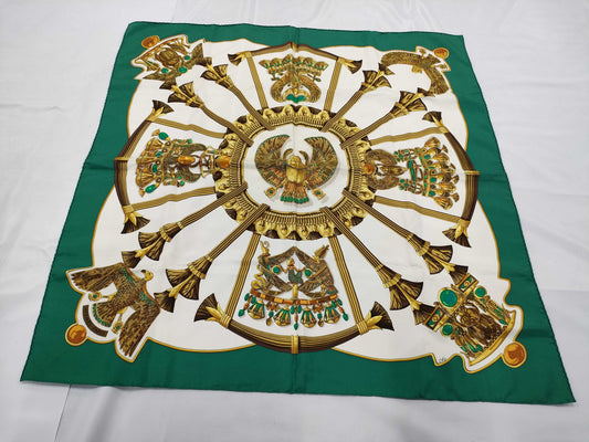HERMES Carré Ancient Egyptian Carabe Pattern Scarf