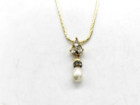 Dior Pearl * Stone GD Color Necklace Necklace