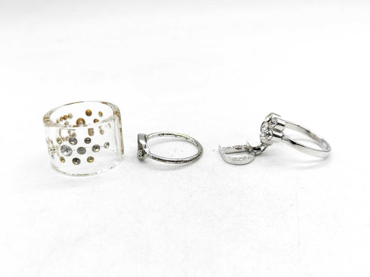 Dior Rhinestone Clear Ring/Logo Ring/Stone Logo Ring 3-Piece Ring