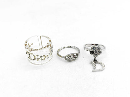 Dior Rhinestone Clear Ring/Logo Ring/Stone Logo Ring 3-Piece Ring