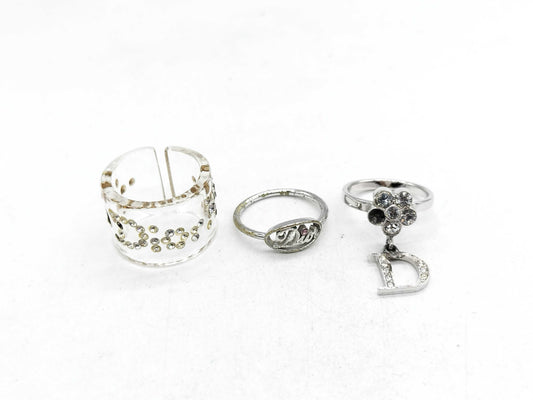 Dior Rhinestone Clear Ring/Logo Ring/Stone Logo Ring 3-Piece Ring