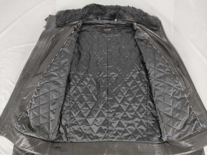 BURBERRY BLACK LABEL Black Label Single Rider Jacket, Sheepskin/Cowhide/Rabbit Leather