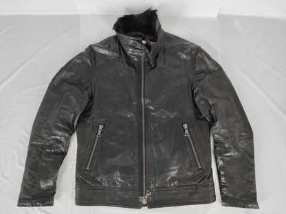 BURBERRY BLACK LABEL Black Label Single Rider Jacket, Sheepskin/Cowhide/Rabbit Leather