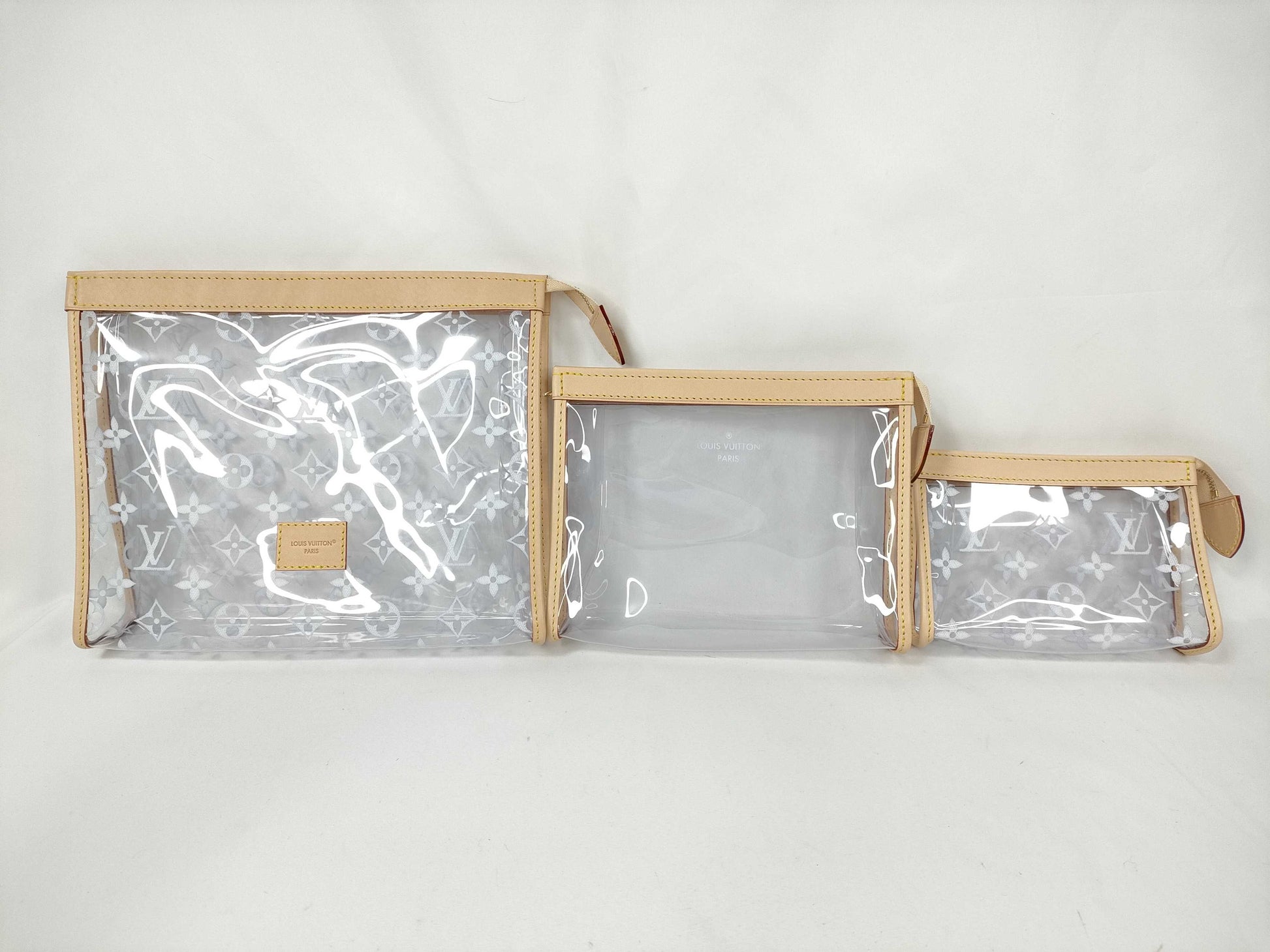 LOUIS VUITTON Monogram Vinyl Trio Toilette Pouch, Complete