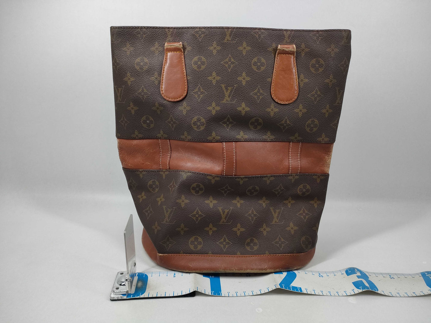 LOUIS VUITTON Monogram Bucket USA Model Tote Bag with Torn Strap