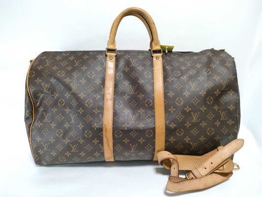 LOUIS VUITTON Monogram Keepall Bandouliere 55 Boston Bag